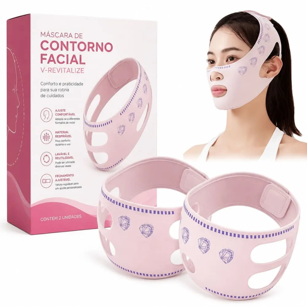 Kit 2 V-Revitalize - Máscara De Contorno Facial Com Design Anatômico Ajustável