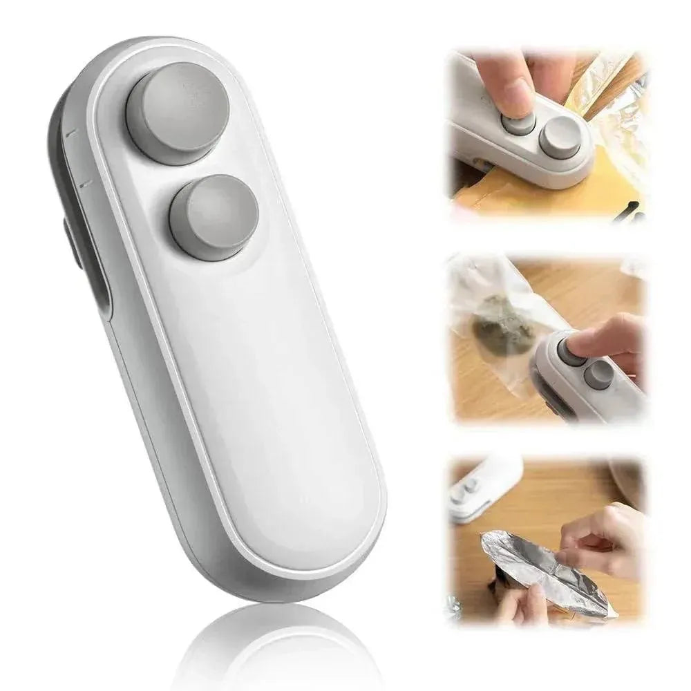 Mini Selador de Sacos para Plásticos e Lanches 2 em 1 Charme da Casa