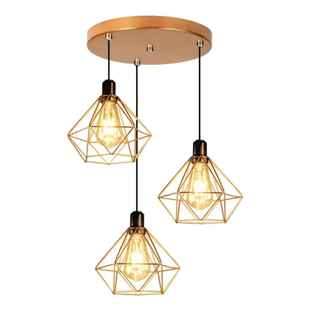 Luminária Pendente Triplo Aramado Diamante Charme da Casa