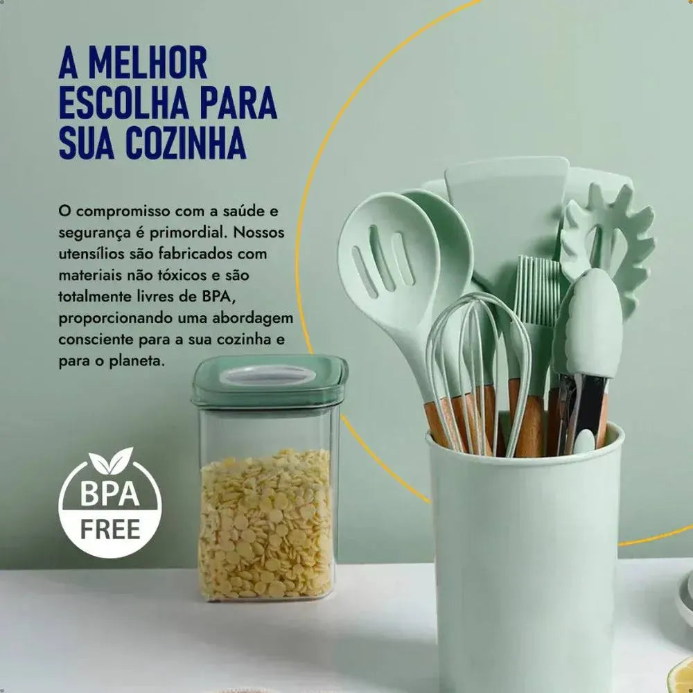 Kit Utensílios de Cozinha em Silicone Lar Bem Feito