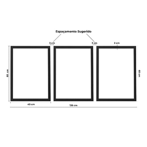Kit 3 Quadros Decorativos Praia e Mar Charme da Casa Moldura