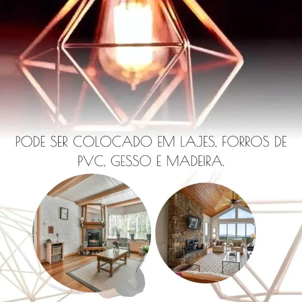 Luminária Pendente Triplo Aramado Diamante Charme da Casa