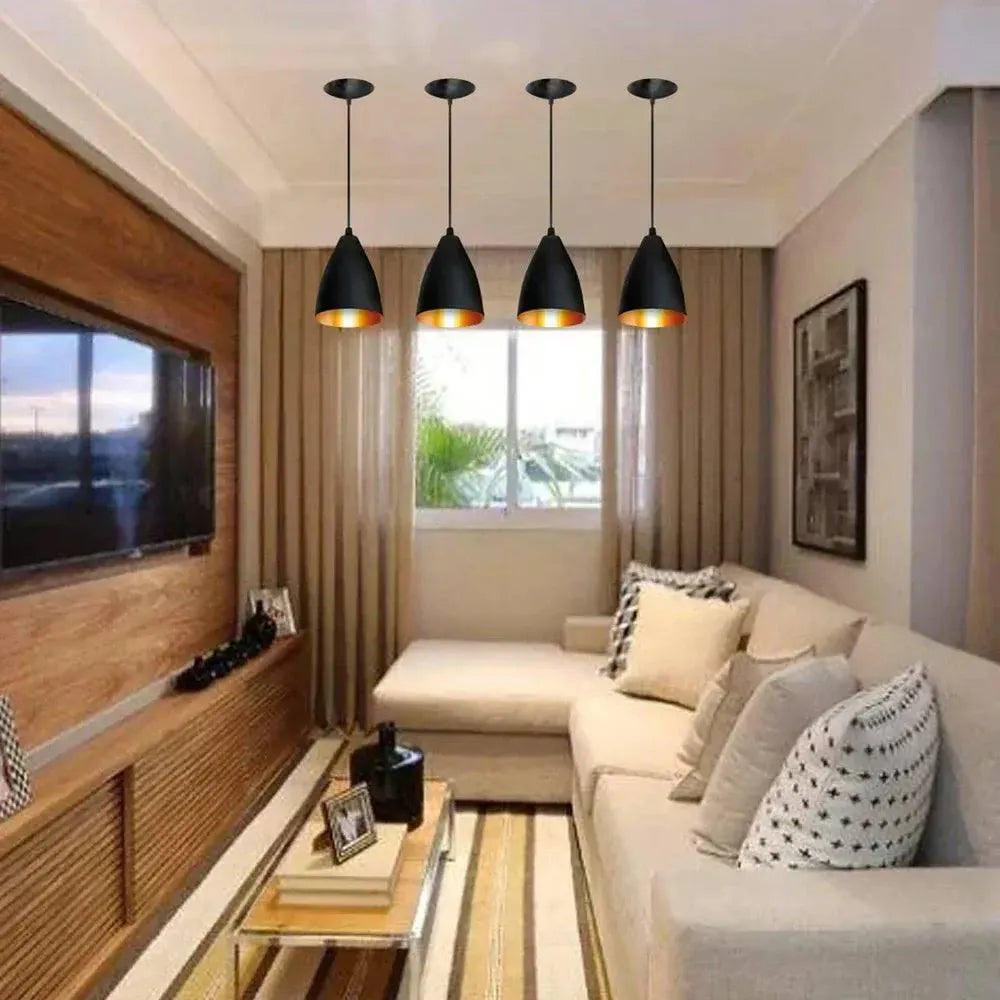 Kit 4 Pendentes Vegas Preto Texturizado com Bronze Charme da Casa