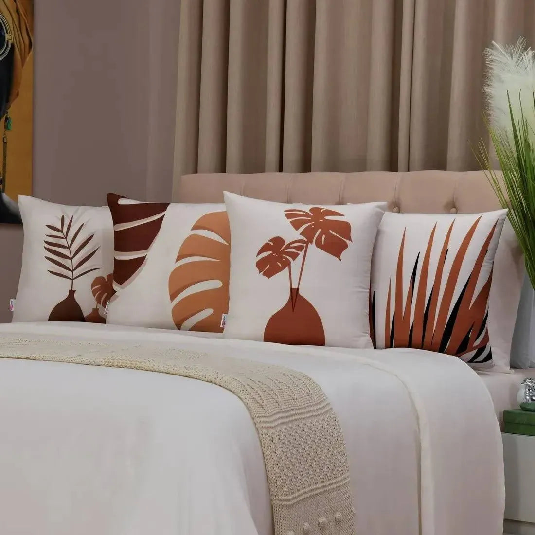 Kit 4 Capas Almofadas Decorativas Bege 45x45 Charme da Casa