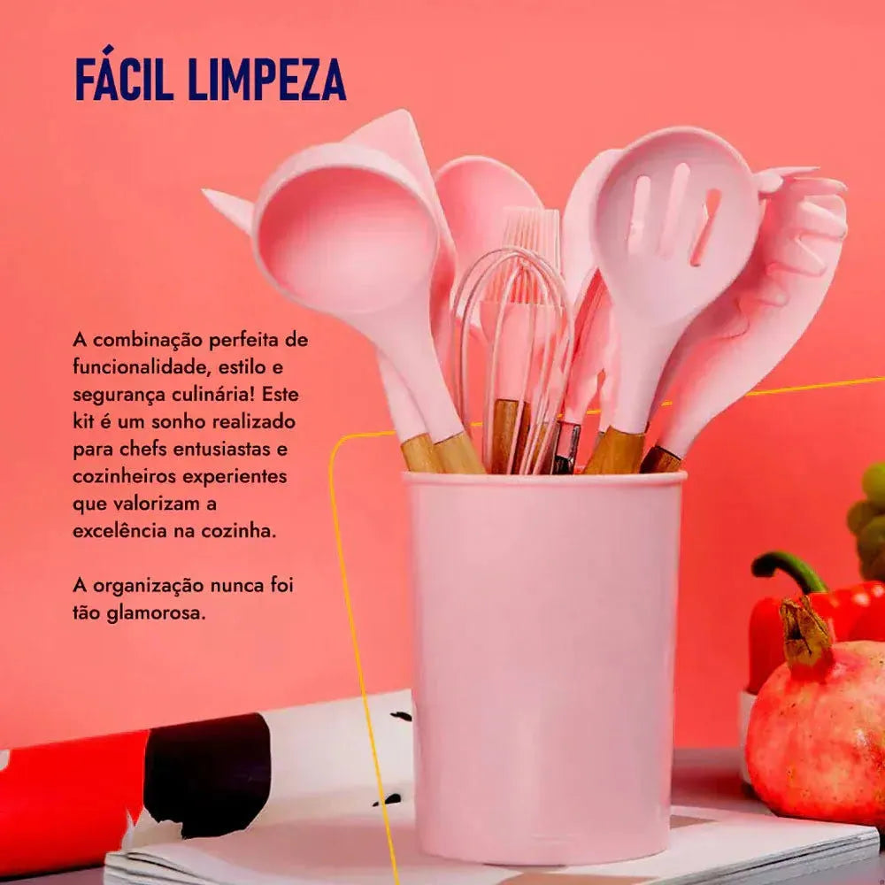 Kit Utensílios de Cozinha em Silicone Lar Bem Feito