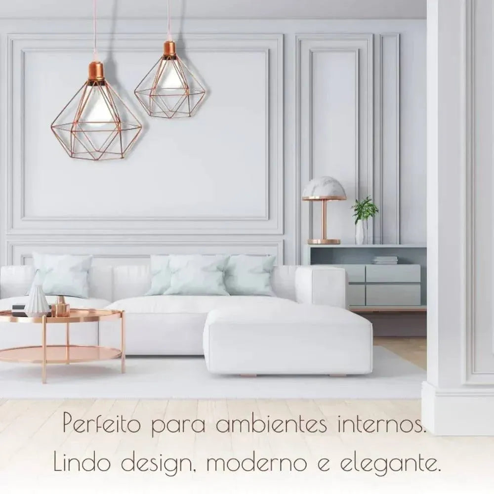 Luminária Pendente Triplo Aramado Diamante Charme da Casa